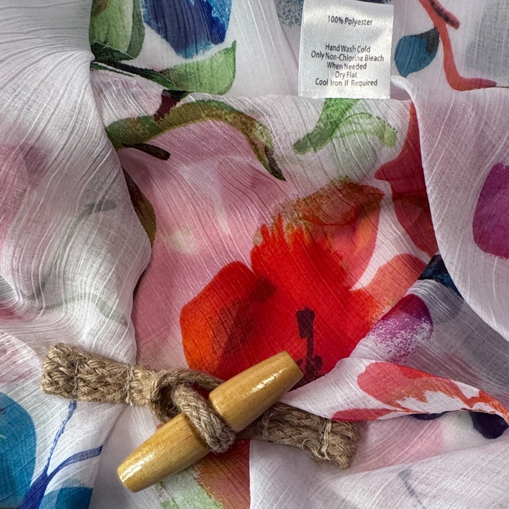 Floral Butterfly Lightweight Kimono Wrap Shawl Scarf One Size - Picture 9 of 10